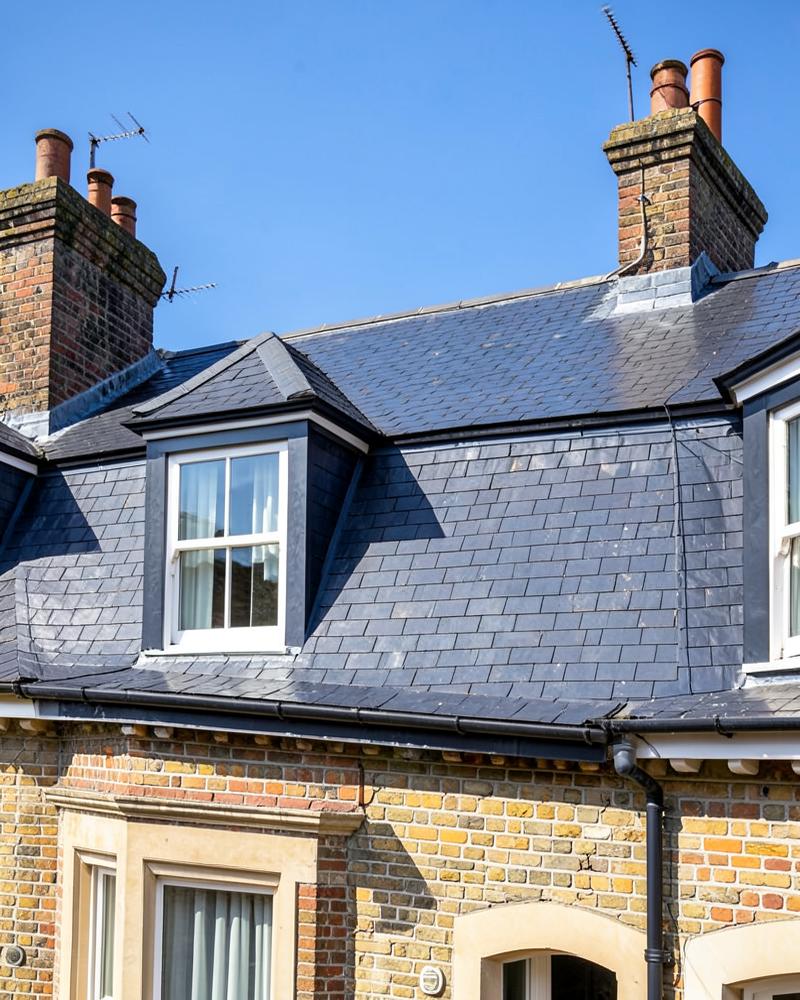 New slate roof installation on a Victorian terrace in London